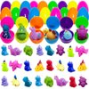 Pinkiwine 24 Pack Plastic Prefilled Easter Eggs with Dinosaur Mochi Squishy Toys Inside for Kids Boys Girls Toddlers Easter Basket Stuffers Gifts Egg Fillers
