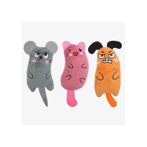 SFPrime 3-Pack Interactive Cat Chew Plush Toys with Catnip