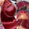 Amarlis Wine Red Lace Front Wigs for Women, Pre Plucked Ready to Wear HD Glueless 13x5x1 Lace Front Synthetic Wigs for Daily Use(Wine Red)