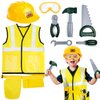 Popsunny Toddler Tool Set, Construction Worker Costume for Kids 3 4 5 6, Boys Girls Pretend Play Toys with Construction Vest, Hat & Adjustable Tool Belt