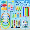 YUJUN 35PCS Pool Diving Swimming Toys, Summer Underwater Game Toys with Pool Fishes Dive Sticks Rings Gems Storage Bag for Kids Swim Birthday Party Favors
