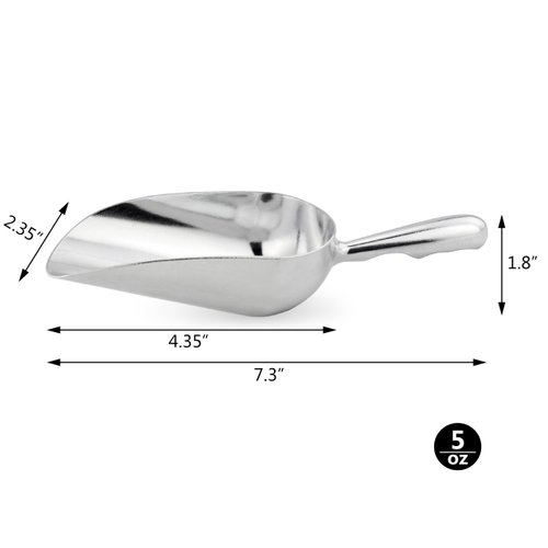 New Star Foodservice 34509 One-Piece Cast Aluminum Round Bottom Bar Ice Flour Utility Scoop, 5-Ounce, Silver (Hand Wash Only)