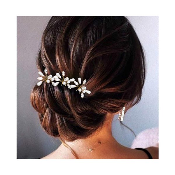 Campsis Wedding Hair Pins Rhinestone Wedding Hair Accessories for Bridal Flower Crystal Wedding Hair Pieces Handmade Bridal Hair Pin Bridesmaids for Women and Girls (F)