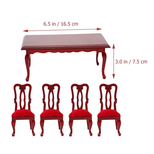 1 Set Vintage Dining Chair Set Mini Furniture Miniature Toy Miniature Furniture Miniature Table Stool Miniature House Table Chairs Furniture Model Tiny House Furniture