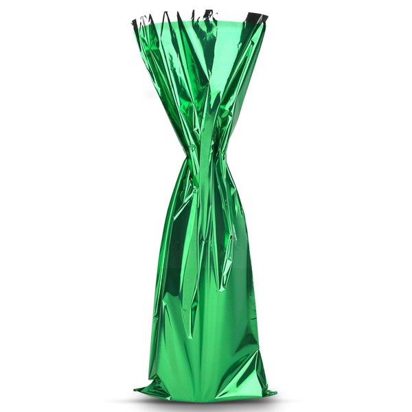 MT Products Metallic Mylar Wine Green Gift Bags for Bottles Sparkle Look - Great for a Wine Pull - (25 Pieces) (Ribbon and Rope Not Included)