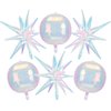 6Pcs 4D Iridescent Sphere Balloons 22 Inch Holographic Balloons for Birthday Party, Rainbow Mermaid Party Decoration Balloon, Summer Holiday Pink Party Balloons for Girls
