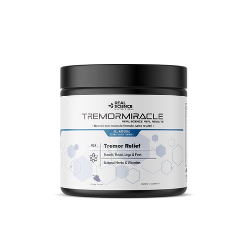Real Science Nutrition Tremor Miracle - Essential Tremor Herbal Supplement Powder for Hands, Legs, Feet, Head Tremors (13.4 Oz, Grape Flavor)