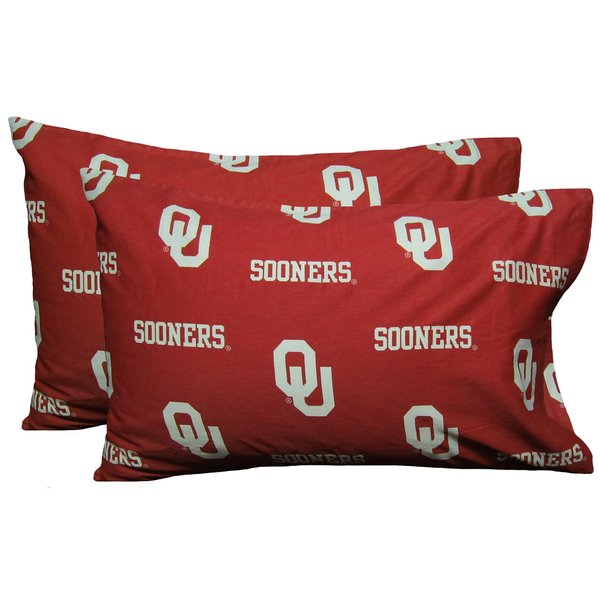 College Covers Everything Comfy Oklahoma Sooners Pillowcase Pair, King, 20" x 40", Includes 2 King Pillowcases