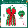 Christmas Hair Bows 6.5 Inch Xmas Curly Ribbon Hair Bow Clips Handmade Grosgrain Cheer Bows Alligator Clip Hairpins Christmas Hair Accessories for Women and Girls, Red & Green