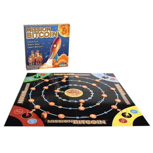 LFGO Mission Bitcoin Board Game, Ages 6+, 2-4 Players, Game Board, Tokens, Pawns, Dice, Instructions
