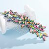Teyglen Women Dainty Simple Rhinestones Bridal Hair Comb and Accessories, Shiny Side Hair Combs for Bride and Girls (Colorful)
