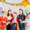 Giraffe Happy Birthday Party Banner, Cartoon Safari Animal Garland, Kids Jungle Themed Birthday Decorations, Funny Wall Hanging Letter Bunting for Children's Party Supplies