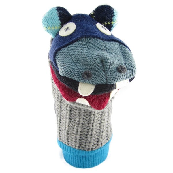 Cate & Levi - Hand Puppet - Premium Reclaimed Wool - Handmade in Canada - Machine Washable (Hippo)