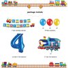 JOPARY Train 4th Birthday Decorations Boys Train, 4 Years Old Birthday Party Supplies With Number 4 Foil Balloons Train Birthday Banner,Latex Balloons For Kids Train Birthday Party Decoration