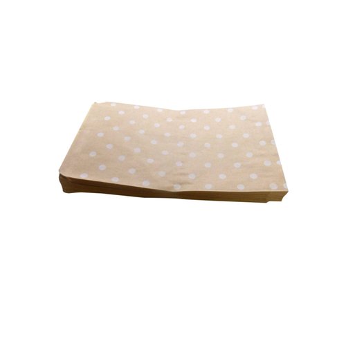 N'icePackaging 200 Qty 6" x 9" Decorative Flat Paper Gift Bags - White Polka-Dot on Brown Kraft Bags - For Sales/Treats/Parties Cookies/Gifts