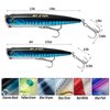 Dr.Fish Topwater Popper Saltwater Fishing Lures, 5-1/2 Inches GT Popper VMC Treble Hooks Surf Fishing Lures for Stripr Pike Salmon Lures Bass Popper Fishing Plugs Offshore Blue Stripes