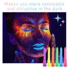 Glow in The Dark Face Body Paint Crayons Kit,Luminous Neon Face Paint Sticks,Fluorescent Face and Body Black Light Paint Markers for Halloween Mardi Gras Parties Masquerades Makeup