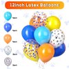 Blue and Orange Birthday Decorations,Dog Paw Balloons Party Decorations for Boys Girls with Blue Yellow Orange Balloons Happy Birthday Banner Orange Fringe Curtain Tissue Paper Pompoms Star Garland