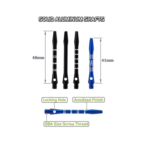 Wolftop 2BA Thread Aluminum Dart Shafts 24 Pack with Rubber O-Rings, Dart Accessories Kit for Steel Tip Darts and Soft Tip Darts
