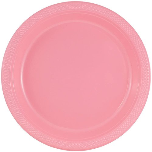 JAM Paper Round Plastic Party Plates - Medium - 9 inch - Baby Pink Pastel - 20/Pack