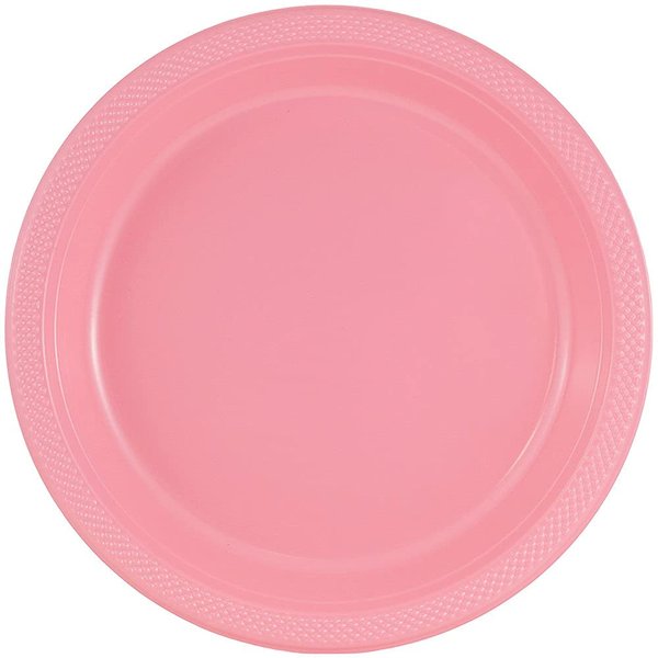 JAM Paper Round Plastic Party Plates - Medium - 9 inch - Baby Pink Pastel - 20/Pack