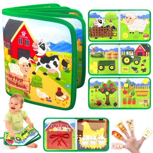 COVTOY Busy Book for Toddlers 1-3,Montessori Toys Busy Board for 1 2 Year Old Boy Girl Birthday Gifts-Quiet Activity Book with Life Skills, Cognition, Sorting, Matching - Toddler Travel Toys