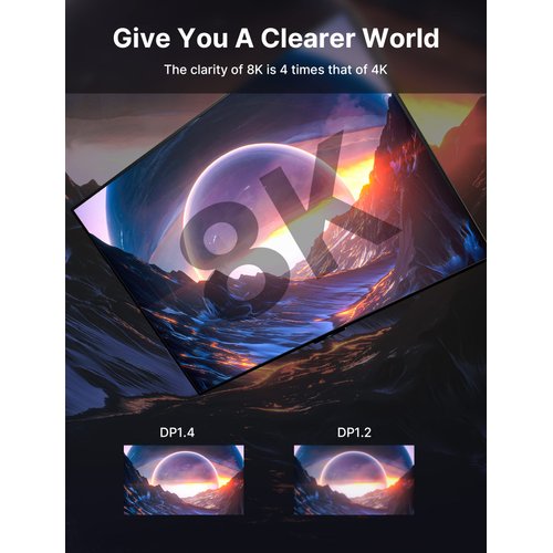 JSAUX DisplayPort Cable 1.4, DP Cable（8K@60Hz, 2K@240Hz, 4K@144Hz, 32.4Gbps）, Display Port to Display Port Cable 1.4 (DP to DP Cable) Compatible for Gaming Laptop TV PC Computer Monitor 6.6ft-Red