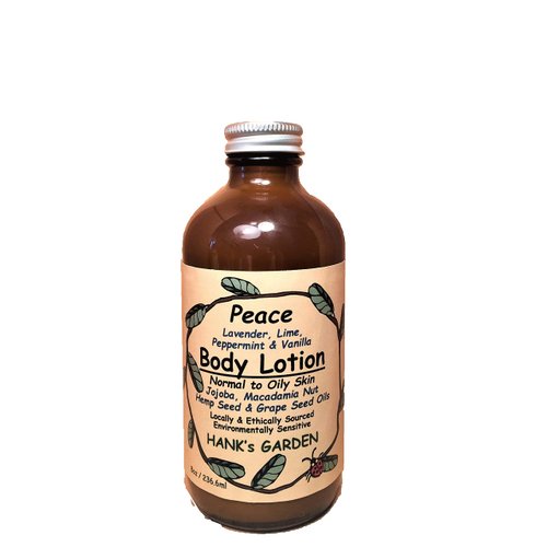 Hank's Garden PEACE Aromatherapy Body Lotion - Moisturizer - Lavender, Lime, Peppermint & Vanilla Essential Oils - Natural, ECO Friendly, Vegan, Organic, Non GMO, Biodegradable (8 oz Refill)