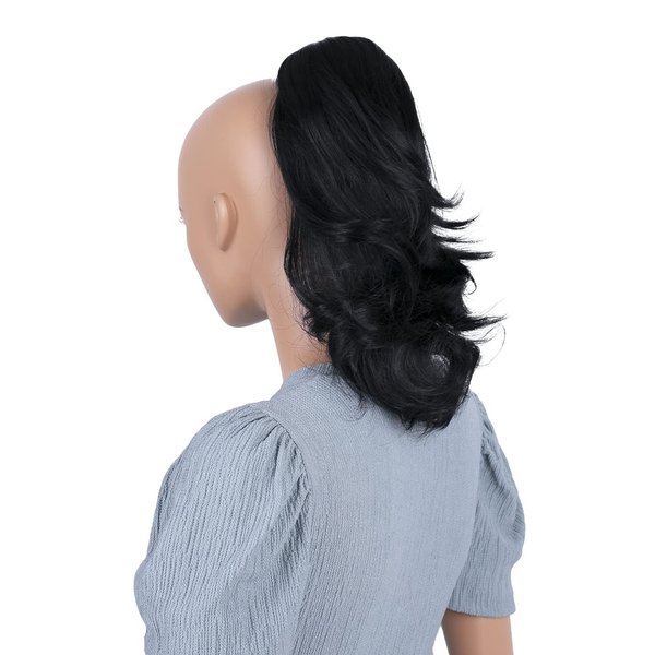 CAISHA 14" Wavy Clip On Ponytail With Butterfly Clip Hairpiece Heat-resistant Synthetic Fibres Black H88