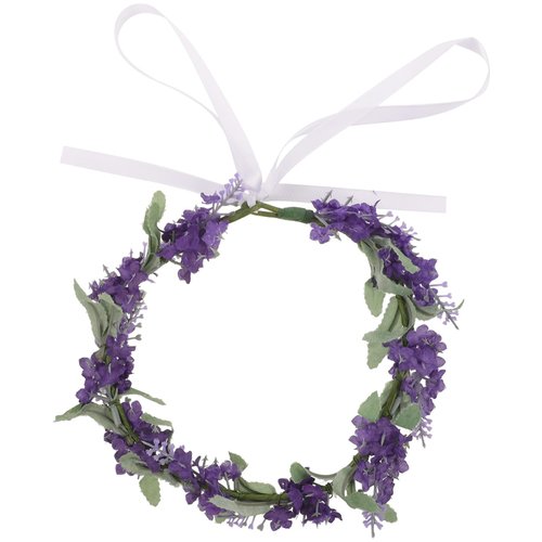 Lurrose Flower Crown Bridal Floral Headband Lavender Floral Garland Crown Hair Wreath for Festival Party Holidays Photo Taking
