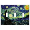 Art Plates - Van Gogh: Starry Night Metal Decorative Metal Wall Plate - Triple Gang Toggle - (Made in USA)