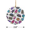 GRAPHICS & MORE Cat Toys Mouse Fish Catnip Pattern Porcelain Scalloped Holiday Christmas Tree Ornament - 2.8" (7.1 cm)