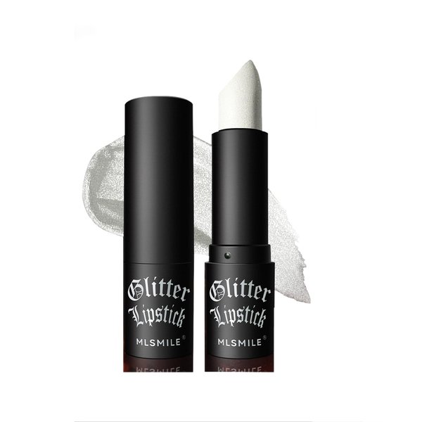 Diamond Lipstick Lip Gloss Long Lasting Waterproof Glitter Lipstick & Eyeshadow, High Shine Non-stick Cup Matte Lipstick, Flash Diamond Lip Gloss for Halloween Party Vampire Makeup (01#WHITE)