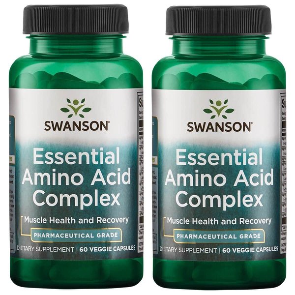 Swanson Ajipure 9 Essential Amino Acid Formula Pharmaceutical Grade 60 Veg Capsules (2 Pack)