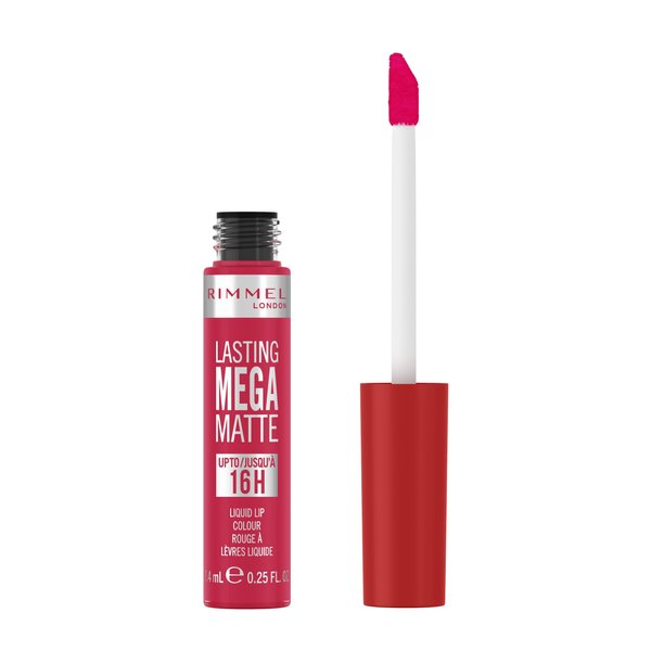 Rimmel London Lasting Mega Matte Liquid Lipstick, Long-Lasting, Hydrating, Vegan Formula - 910 - Fuchsia Flush, 0.25oz