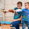 2 Pack Dinosaur Blaster Gun Toys for Toddlers 3 4 5 6 Year Old Birthday Gifts Christmas Stocking Stuffers, Small Dino Guns for Boys Age 3-5-7 with Soft Foam Darts Compatible with Nerf Guns