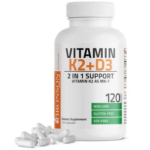 Bronson Vitamin K2 (MK7) with D3 Supplement Non-GMO Formula 5000 IU Vitamin D3 &amp; 90 mcg Vitamin K...