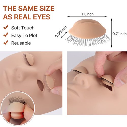 Pretty memory Lash Mannequin Head, Eyelash Mannequin Head with Eyelids, Silicone Mannequin Head for Makeup Practice and Lash Extension Training