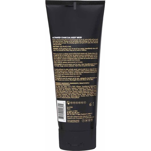 Woody's Detoxifying Activated Charcoal Body Wash with Walnut Extracts, Exfoliating Formula, Deep Clean, 8 Fl Oz
