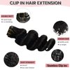 Body Wave Seamless Clip in Hair Extensions Human Hair, 12 Inch 80g 7pcs Natural Black Human Hair Clip in Extensions, Invisible PU Skin Weft Natural Remy Human Hair Extensions for Women Full Head