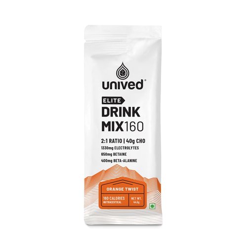 Unived Elite Drink Mix 160 | Isotonic Energy Drink | 2:1 Ratio & 40g Carbohydrates with Betaine & Beta-Alanine | Endurance Athletes Sports Drink Orange Twist, 8 Pack