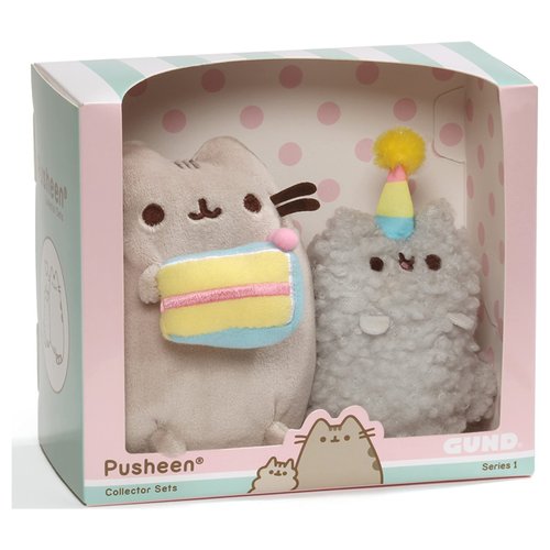 GUND Pusheen and Stormy Birthday Set Plush, Collectible Stuffed Animals for Ages 8 and Up, Gray, 6.5”