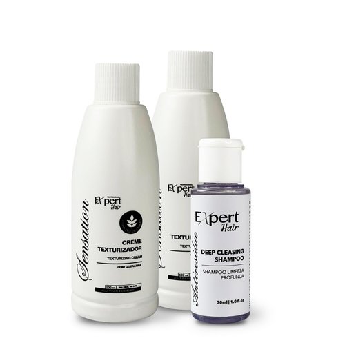 Expert Hair Sensation Keratin Hair Treatment Brazilian 100ml (2Pack) + Deep Cleansing Shampoo 30ml -Anti Frizz, Long Lasting Results-Keratina Para Alisar El Pelo, Keratina Brasileña– Complete Set