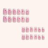 24Pcs French Tip Press on Nails Short Square Fake Nails Pink Flower Full Cover Tip Glue on Nails Design Nail Art Supplies Artificial Nude Pink False Nails Stick on Nails for Women Girls Acrylic Nails