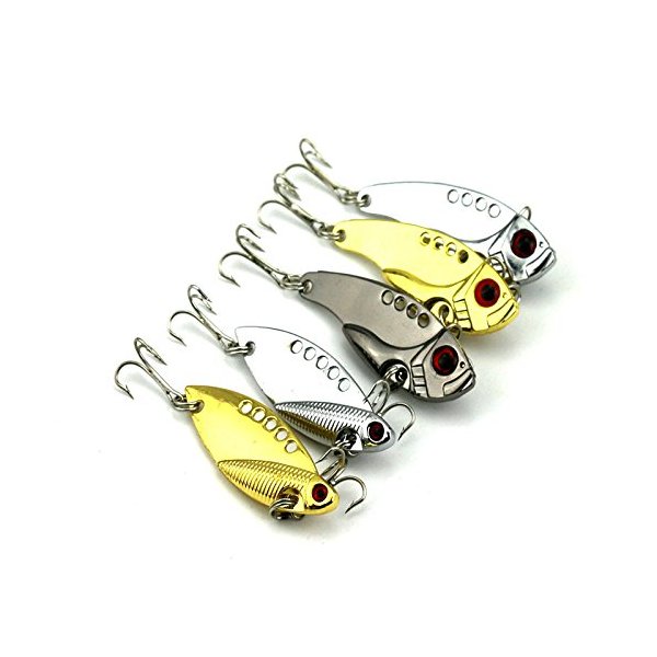 OriGlam 【Happy Shopping Day】 5Pcs Metal VIB Hard Fishing Lure Bass Crankbait Fishing Spinner Blade for Bass Fishing