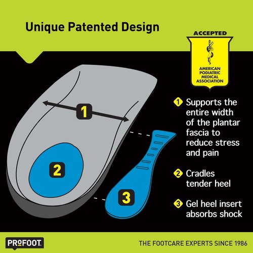 Profoot Orthotic Insoles for Plantar Fasciitis & Heel Pain, Men's 8-13, 1 Pair