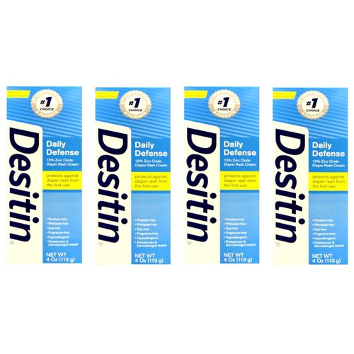 DESITIN Rapid Relief Zinc Oxide Diaper Rash Cream 4 oz ( Pack of 4)