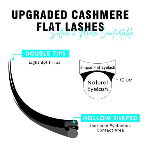 VAVALASH Cashmere Faux Mink Ellipse Flat Lashes 0.15 0.2mm C D Curl 6-17mm Soft Lightweight Classic Lash Extensions Matte Split Tip Natural Eyelash Extensions Professional Salon Use(0.15-C-10mm)