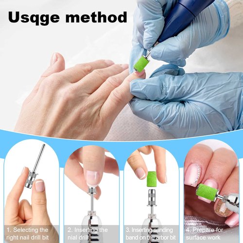 Difenni Nail Drill bits,Sanding Bands for Nail Drill Shaft 3/32 inch,Drill bits for Nails,Mandrel bit for Nails,Nail Drill bits for Acrylic Nails Manicure Nails Manicure Pedicure Tool(Silver)