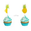 24Pcs Luau 3D Pineapple Cupcake Toppers Tropical Pineapple Leaf Aloha Cupcake Picks for Summer Hawaiian Luau Tropical Theme Baby Shower Birthday Wedding Party Cake Decorations Supplies